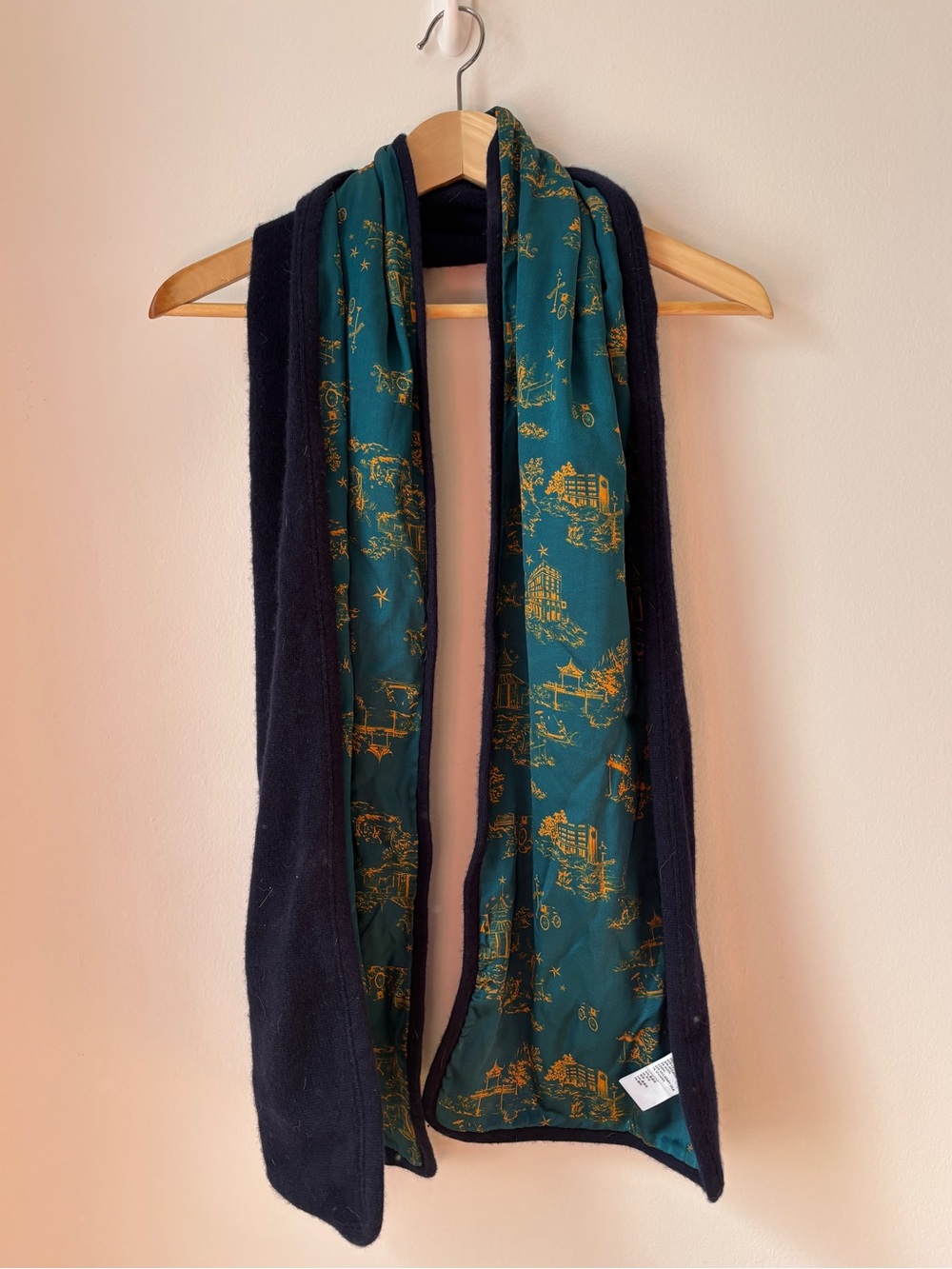 SHANGHAI TANG silk and wool reversible scarf